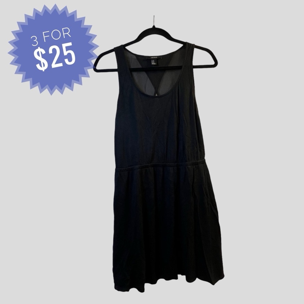 Sale Forever 21 Women's Dress M Black Mesh Back Sleeveless Mini